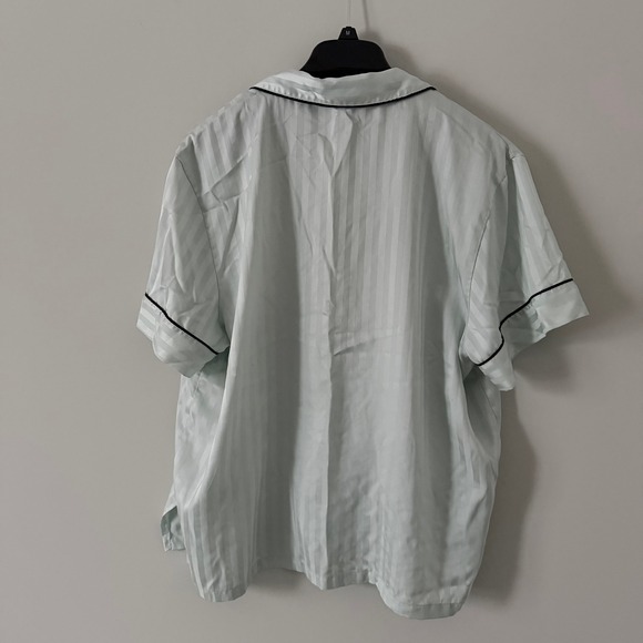 Victoria's Secret Striped Satin Pajama Set Shorts Top Light Mint Green Size XL - Picture 10 of 15
